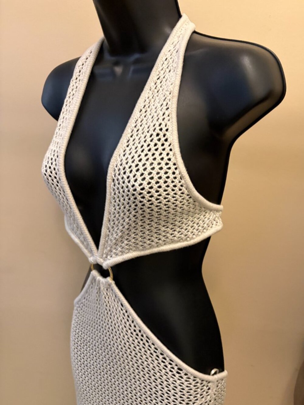 New VS Beachwear Crochet Plunge Cut-Out Midi Dress Size M - Picture 5 of 16